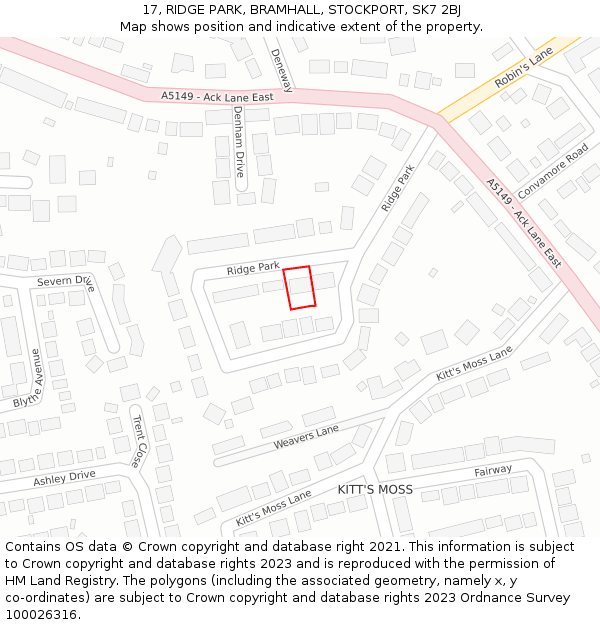 17, RIDGE PARK, BRAMHALL, STOCKPORT, SK7 2BJ: Location map and indicative extent of plot