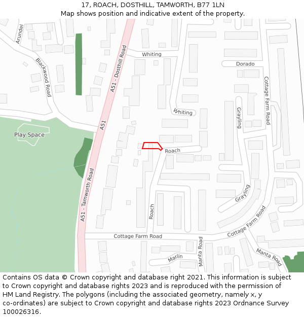 17, ROACH, DOSTHILL, TAMWORTH, B77 1LN: Location map and indicative extent of plot