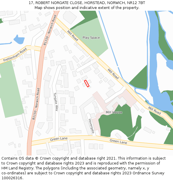 17, ROBERT NORGATE CLOSE, HORSTEAD, NORWICH, NR12 7BT: Location map and indicative extent of plot