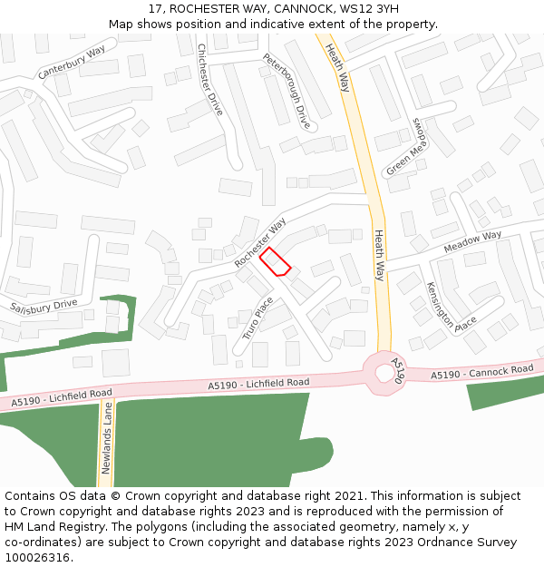 17, ROCHESTER WAY, CANNOCK, WS12 3YH: Location map and indicative extent of plot