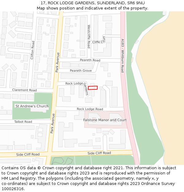 17, ROCK LODGE GARDENS, SUNDERLAND, SR6 9NU: Location map and indicative extent of plot