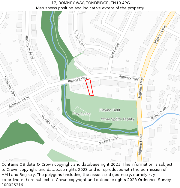17, ROMNEY WAY, TONBRIDGE, TN10 4PG: Location map and indicative extent of plot