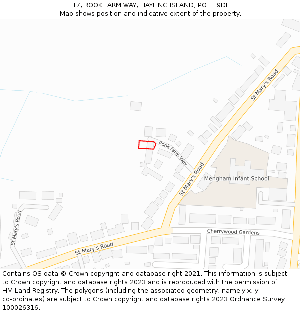 17, ROOK FARM WAY, HAYLING ISLAND, PO11 9DF: Location map and indicative extent of plot