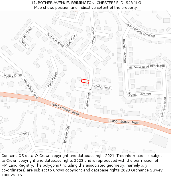 17, ROTHER AVENUE, BRIMINGTON, CHESTERFIELD, S43 1LG: Location map and indicative extent of plot