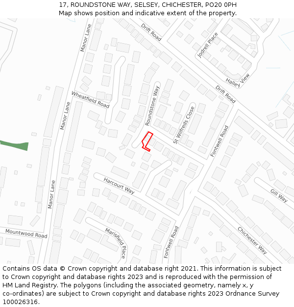 17, ROUNDSTONE WAY, SELSEY, CHICHESTER, PO20 0PH: Location map and indicative extent of plot