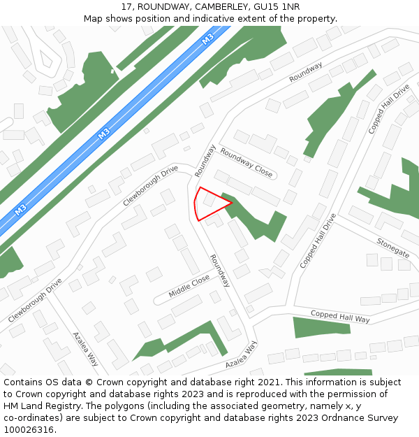 17, ROUNDWAY, CAMBERLEY, GU15 1NR: Location map and indicative extent of plot