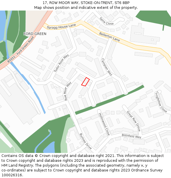 17, ROW MOOR WAY, STOKE-ON-TRENT, ST6 8BP: Location map and indicative extent of plot