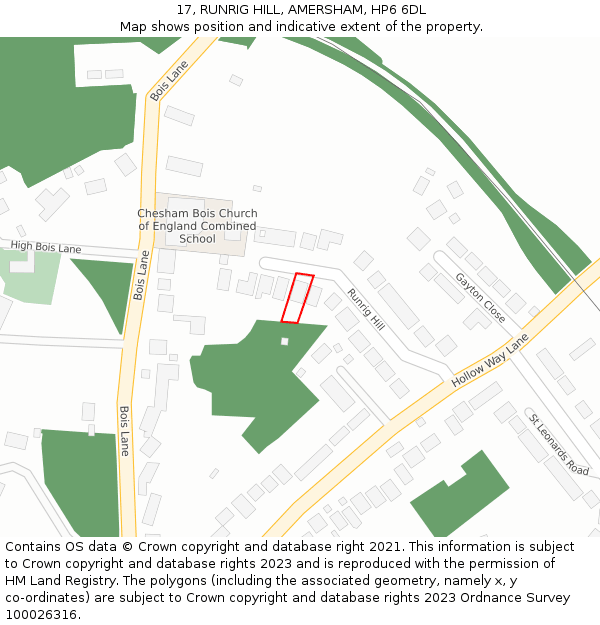 17, RUNRIG HILL, AMERSHAM, HP6 6DL: Location map and indicative extent of plot