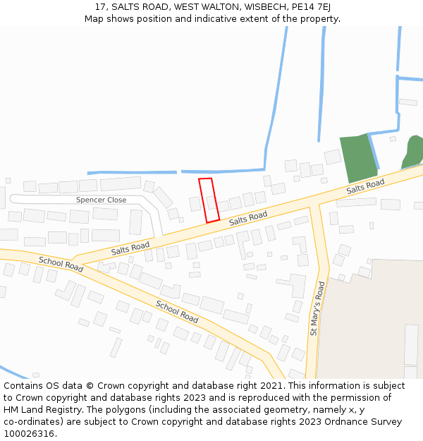 17, SALTS ROAD, WEST WALTON, WISBECH, PE14 7EJ: Location map and indicative extent of plot