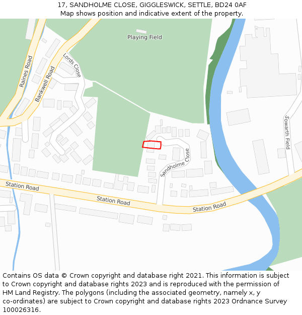 17, SANDHOLME CLOSE, GIGGLESWICK, SETTLE, BD24 0AF: Location map and indicative extent of plot