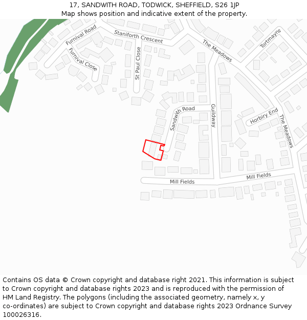 17, SANDWITH ROAD, TODWICK, SHEFFIELD, S26 1JP: Location map and indicative extent of plot