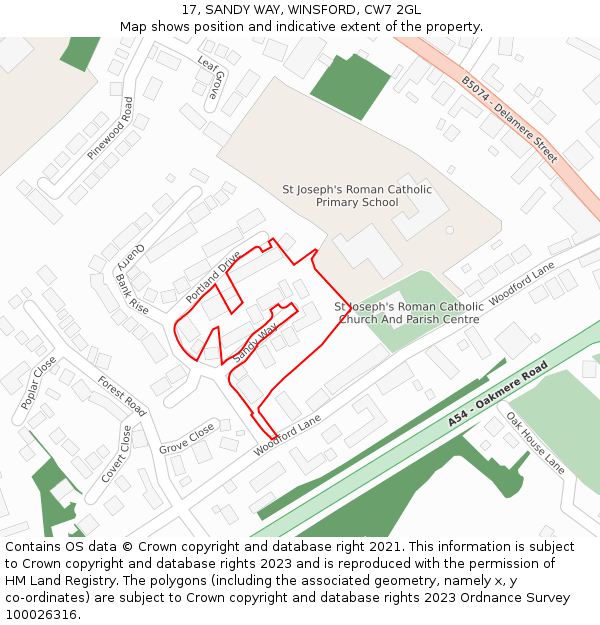 17, SANDY WAY, WINSFORD, CW7 2GL: Location map and indicative extent of plot