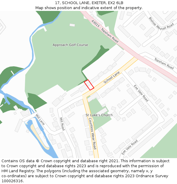 17, SCHOOL LANE, EXETER, EX2 6LB: Location map and indicative extent of plot