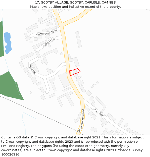 17, SCOTBY VILLAGE, SCOTBY, CARLISLE, CA4 8BS: Location map and indicative extent of plot