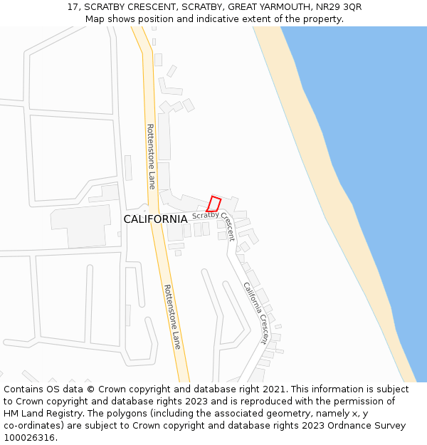 17, SCRATBY CRESCENT, SCRATBY, GREAT YARMOUTH, NR29 3QR: Location map and indicative extent of plot