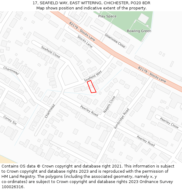 17, SEAFIELD WAY, EAST WITTERING, CHICHESTER, PO20 8DR: Location map and indicative extent of plot