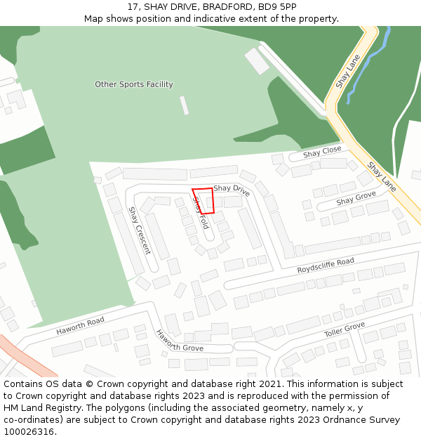 17, SHAY DRIVE, BRADFORD, BD9 5PP: Location map and indicative extent of plot