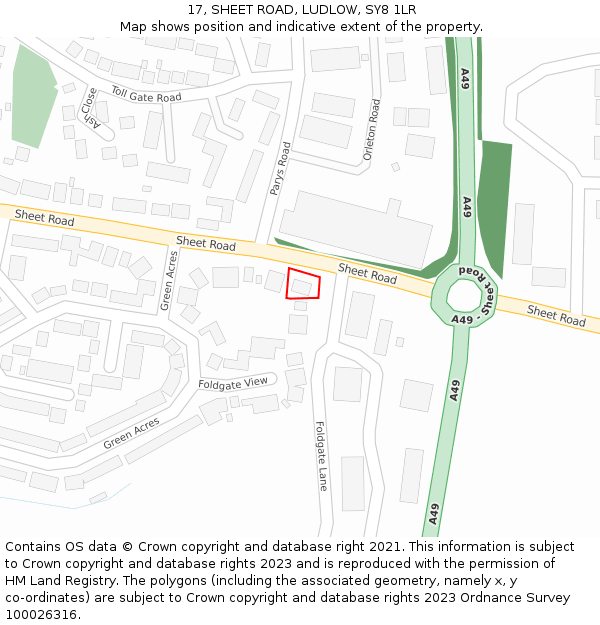 17, SHEET ROAD, LUDLOW, SY8 1LR: Location map and indicative extent of plot