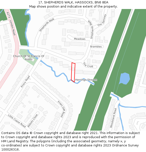 17, SHEPHERDS WALK, HASSOCKS, BN6 8EA: Location map and indicative extent of plot
