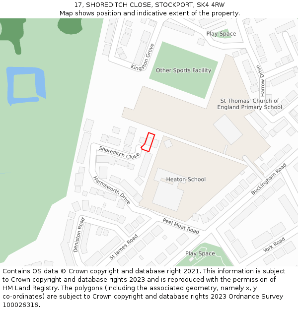 17, SHOREDITCH CLOSE, STOCKPORT, SK4 4RW: Location map and indicative extent of plot