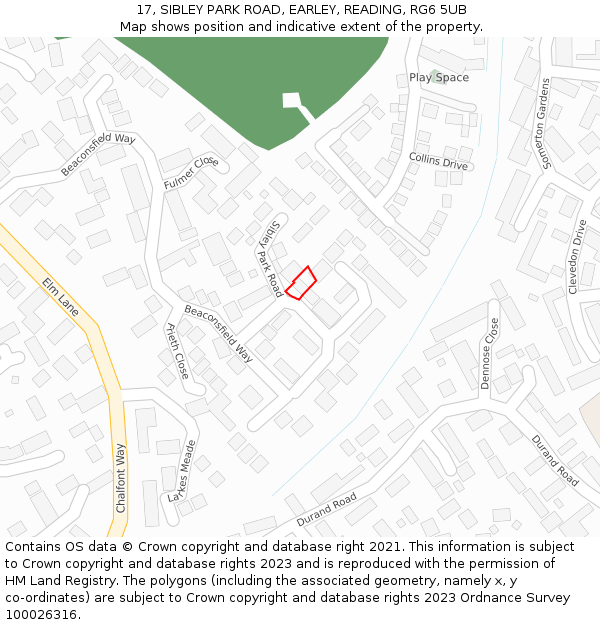 17, SIBLEY PARK ROAD, EARLEY, READING, RG6 5UB: Location map and indicative extent of plot