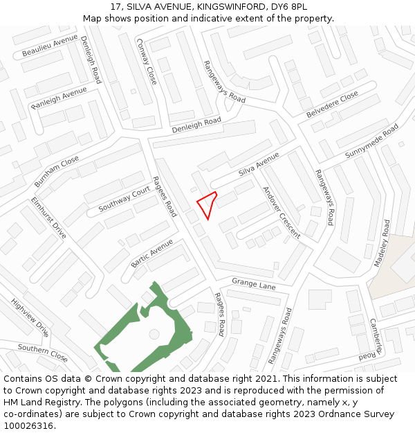 17, SILVA AVENUE, KINGSWINFORD, DY6 8PL: Location map and indicative extent of plot