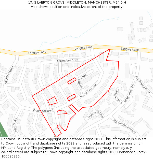 17, SILVERTON GROVE, MIDDLETON, MANCHESTER, M24 5JH: Location map and indicative extent of plot