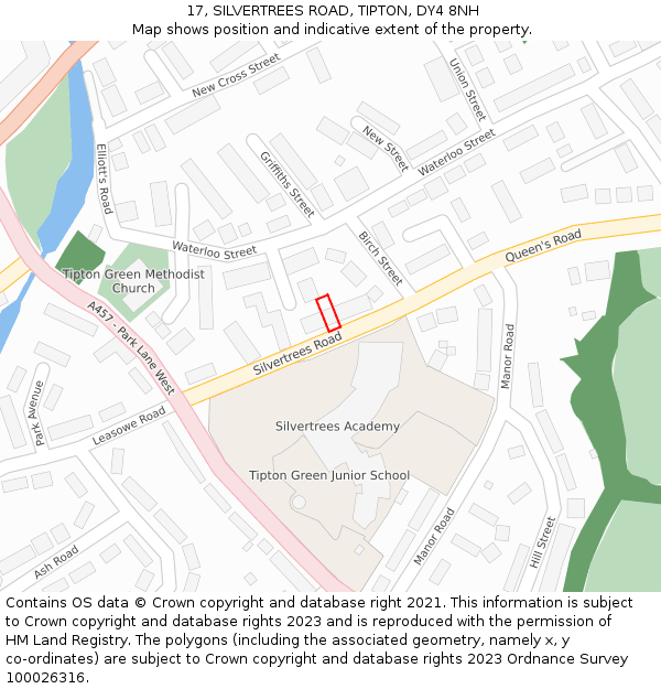 17, SILVERTREES ROAD, TIPTON, DY4 8NH: Location map and indicative extent of plot