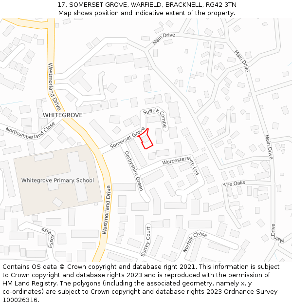 17, SOMERSET GROVE, WARFIELD, BRACKNELL, RG42 3TN: Location map and indicative extent of plot
