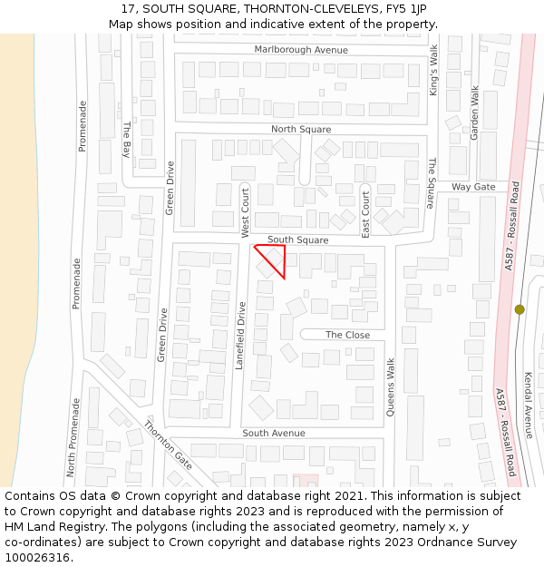 17, SOUTH SQUARE, THORNTON-CLEVELEYS, FY5 1JP: Location map and indicative extent of plot