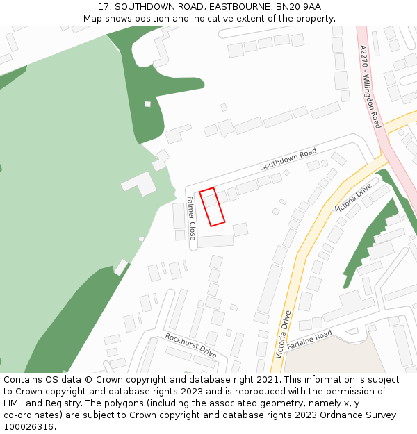 17, SOUTHDOWN ROAD, EASTBOURNE, BN20 9AA: Location map and indicative extent of plot
