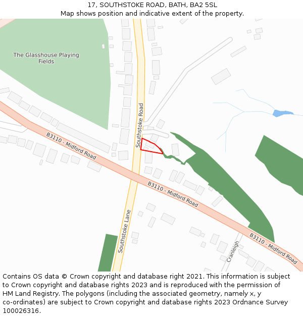 17, SOUTHSTOKE ROAD, BATH, BA2 5SL: Location map and indicative extent of plot