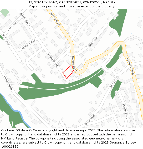 17, STANLEY ROAD, GARNDIFFAITH, PONTYPOOL, NP4 7LY: Location map and indicative extent of plot