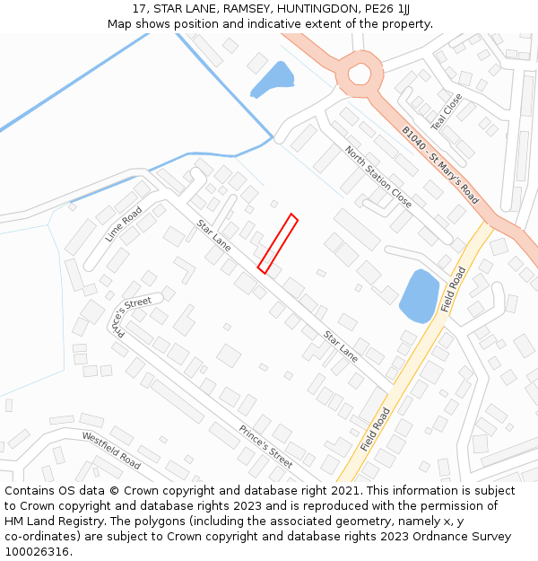 17, STAR LANE, RAMSEY, HUNTINGDON, PE26 1JJ: Location map and indicative extent of plot