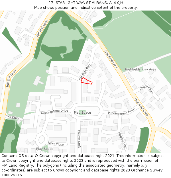 17, STARLIGHT WAY, ST ALBANS, AL4 0JH: Location map and indicative extent of plot