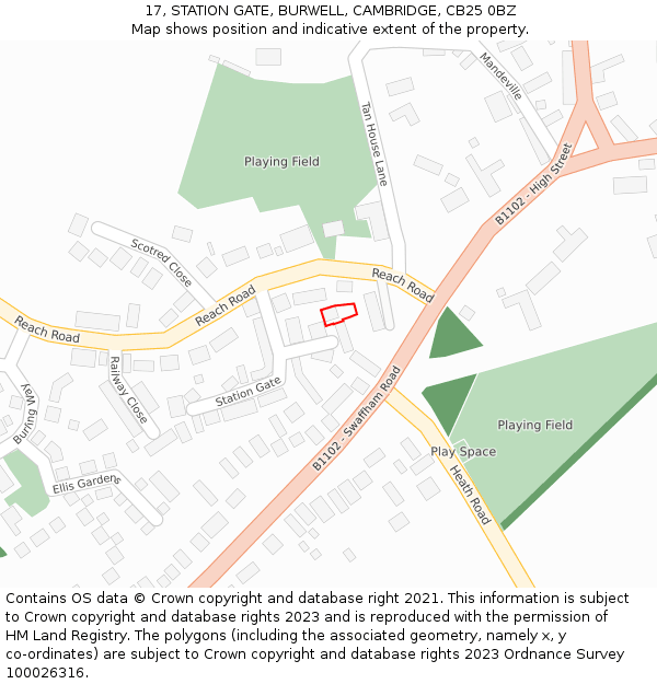 17, STATION GATE, BURWELL, CAMBRIDGE, CB25 0BZ: Location map and indicative extent of plot