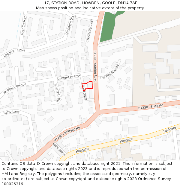 17, STATION ROAD, HOWDEN, GOOLE, DN14 7AF: Location map and indicative extent of plot