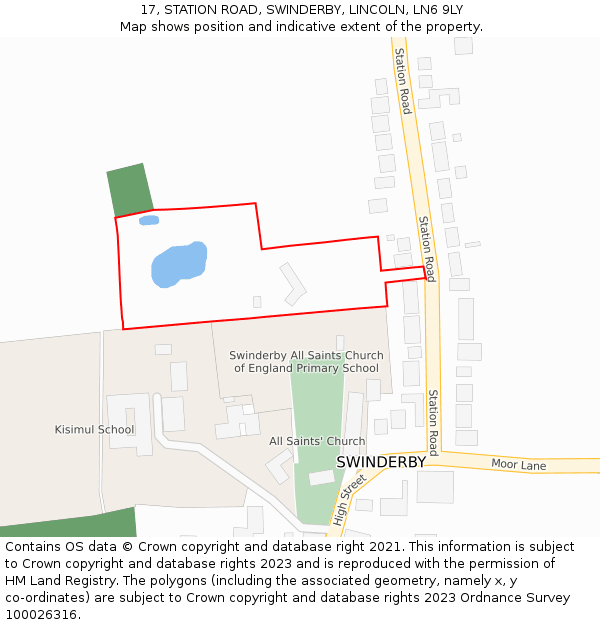 17, STATION ROAD, SWINDERBY, LINCOLN, LN6 9LY: Location map and indicative extent of plot