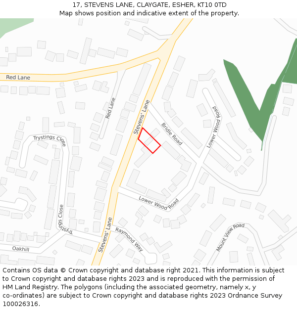 17, STEVENS LANE, CLAYGATE, ESHER, KT10 0TD: Location map and indicative extent of plot