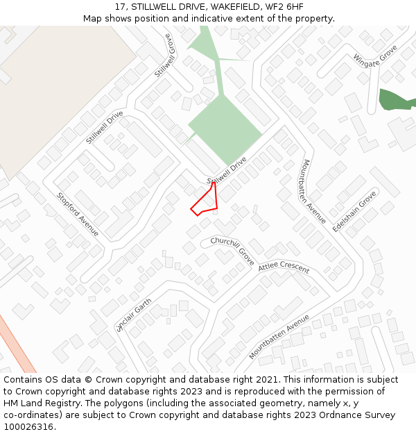 17, STILLWELL DRIVE, WAKEFIELD, WF2 6HF: Location map and indicative extent of plot