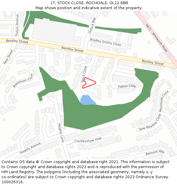 17, STOCK CLOSE, ROCHDALE, OL12 6BB: Location map and indicative extent of plot