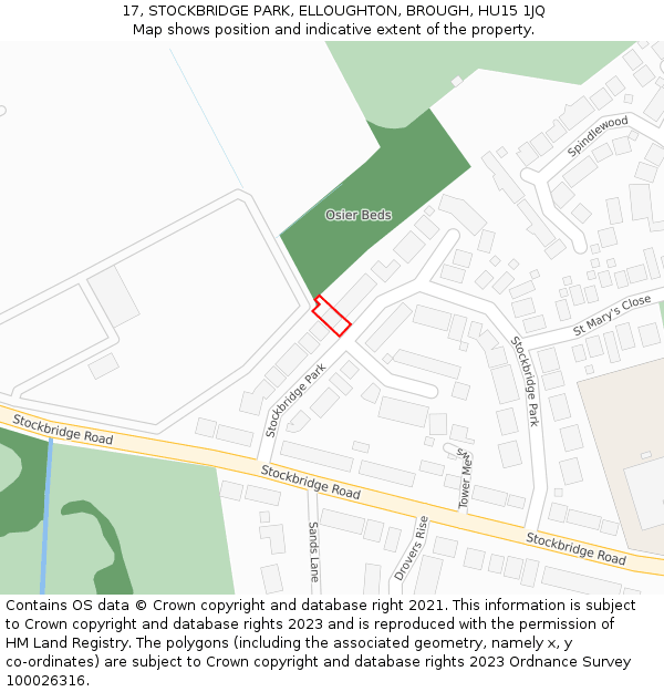 17, STOCKBRIDGE PARK, ELLOUGHTON, BROUGH, HU15 1JQ: Location map and indicative extent of plot