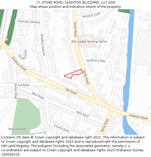 17, STOKE ROAD, LEIGHTON BUZZARD, LU7 2SW: Location map and indicative extent of plot