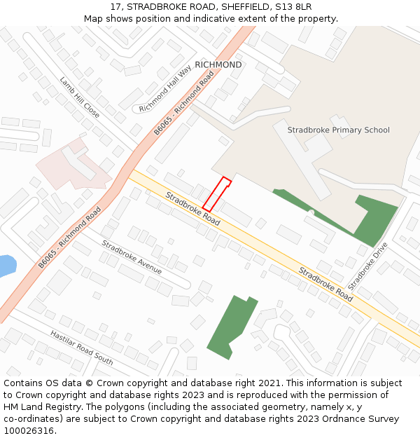 17, STRADBROKE ROAD, SHEFFIELD, S13 8LR: Location map and indicative extent of plot