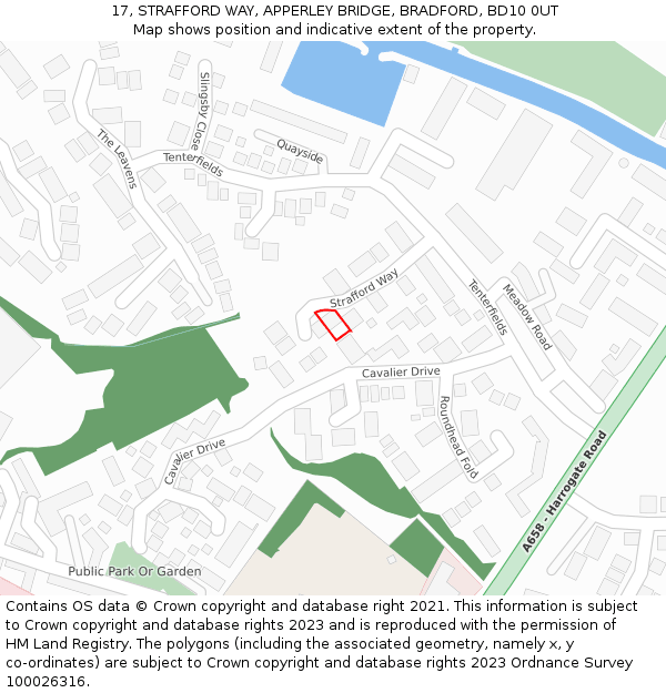 17, STRAFFORD WAY, APPERLEY BRIDGE, BRADFORD, BD10 0UT: Location map and indicative extent of plot