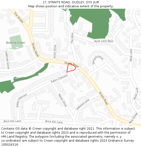 17, STRAITS ROAD, DUDLEY, DY3 2UR: Location map and indicative extent of plot