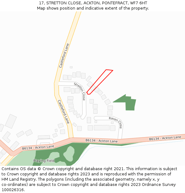17, STRETTON CLOSE, ACKTON, PONTEFRACT, WF7 6HT: Location map and indicative extent of plot