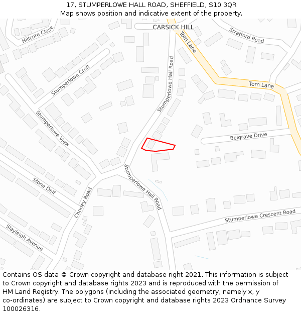 17, STUMPERLOWE HALL ROAD, SHEFFIELD, S10 3QR: Location map and indicative extent of plot