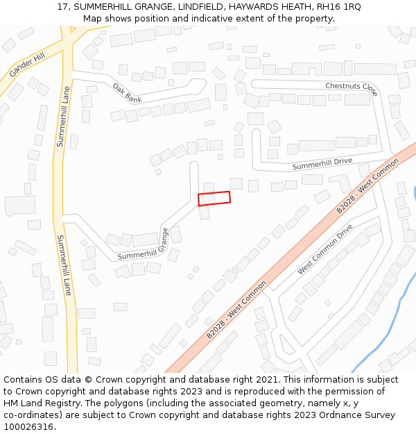 17, SUMMERHILL GRANGE, LINDFIELD, HAYWARDS HEATH, RH16 1RQ: Location map and indicative extent of plot