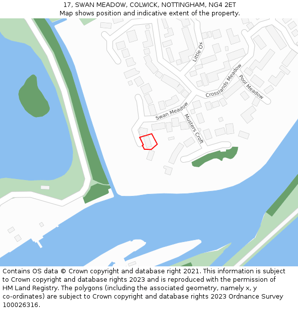 17, SWAN MEADOW, COLWICK, NOTTINGHAM, NG4 2ET: Location map and indicative extent of plot